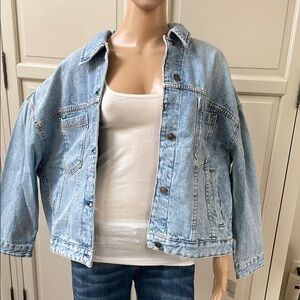 We The Free Blue Denim Jean Jacket Relaxed Fit
